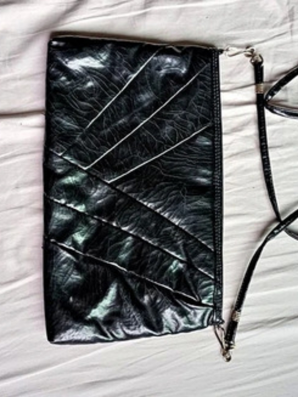 Black Leather Crossbody Clutch